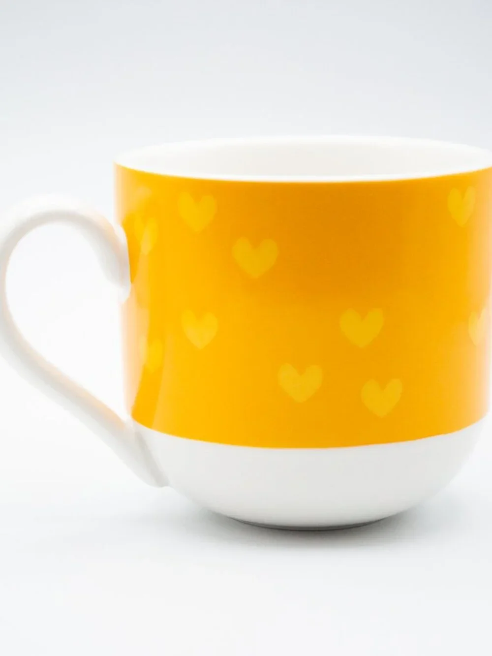 NEW - McDonald's McCafe BLUE GOLD BROWN Wide Coffee Tea Mug Cup With Hearts Logo